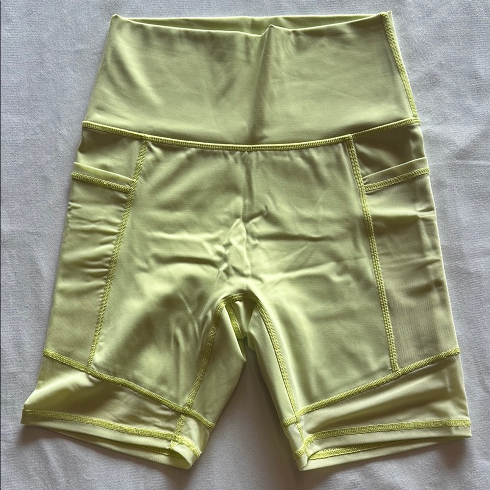 Women's High-Waisted Lime Green Bike Shorts